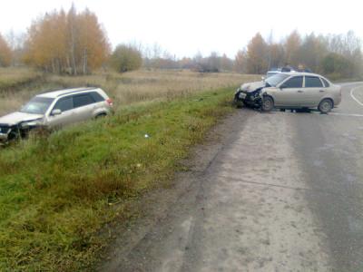 В Рязанской области «Калина» протаранила Suzuki и слетела в кювет