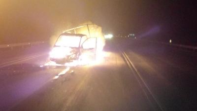 В Рязанской области грузовой автомобиль с тульскими номерами зажегся после ДТП