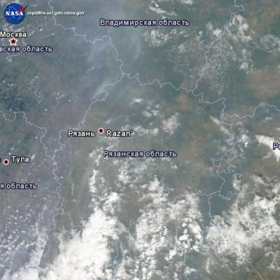 Спутники NASA зафиксировали новый очаг лесного пожара в Рязанском районе