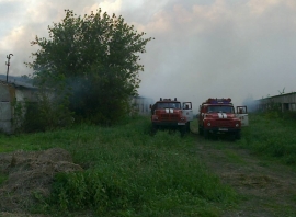 В рабочем посёлке Ухолово сгорело сено