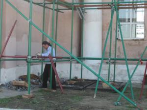 В Преображенском храме Рязани устанавливают леса на фасаде колокольни