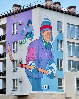 Рязанский художник Александр Дёмкин нарисовал гигантское граффити в Сочи