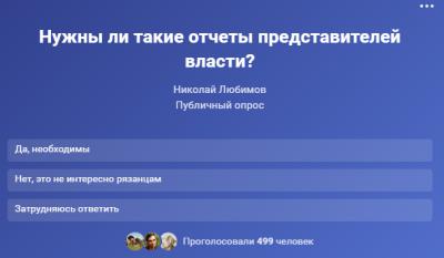 Николай Любимов запустил опрос по публичным отчётам зампредов и министров