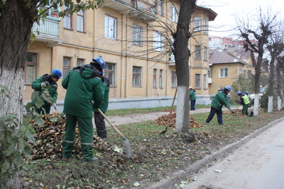 Работники Рязанской НПК очистили улицу Весеннюю от опавших листьев