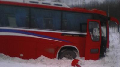 Под Спас-Клепиками автобус улетел в кювет