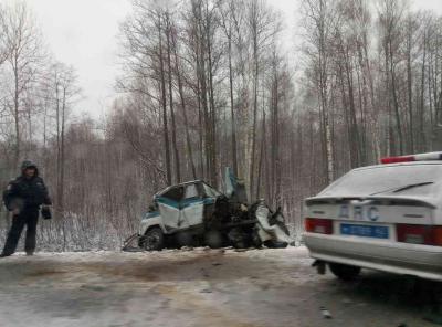 На заснеженной дороге между Шацком и Путятино столкнулись фура и «УАЗ»