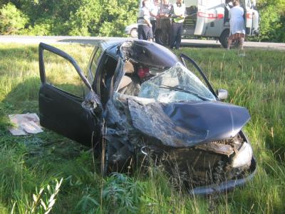 Водитель «Лады-Калины», столкнувшейся с «ПАЗом» в Сасовском районе, госпитализирован