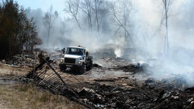 На свалке в посёлке Ермишь потушили открытое пламя