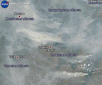 В Рязанской области лесной верховой пожар перекинулся на посёлок Ключи (данные NASA)