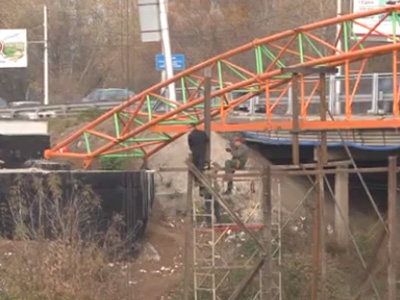 Пешеходный мост через Павловку в Рязани будет смонтирован в двадцатых числах октября
