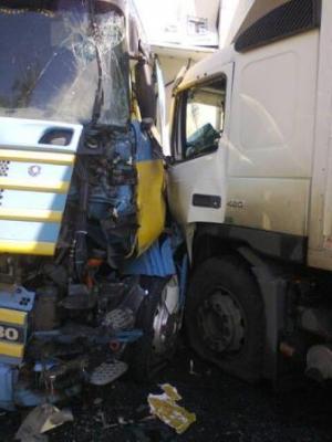 В Рязанской области в результате столкновения четрёх грузовиков погиб один водитель