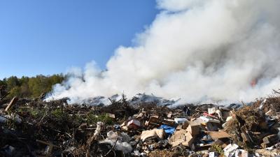 В Ермиши загорелась незаконная мусорная свалка