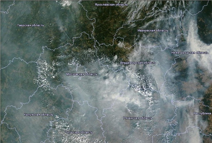 Карта задымления онлайн со спутника в реальном времени