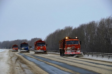 В Рязанской области федеральные трассы чистят 24 единицы техники