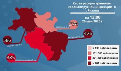В Московском районе Рязани проживают 586 человек с COVID-19