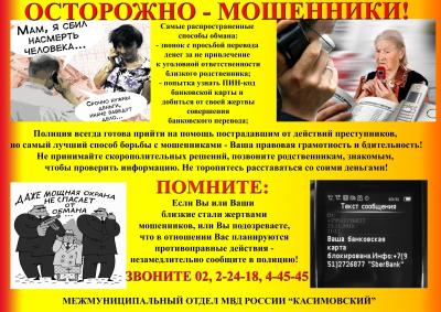 К борьбе с телефонными мошенниками в Касимове подключили общественность 
