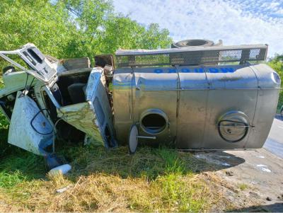В Шацком районе Рязанской области опрокинулась автоцистерна