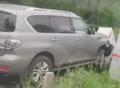 На Куйбышевском шоссе в Рязани Nissan Patrol вылетел на обочину