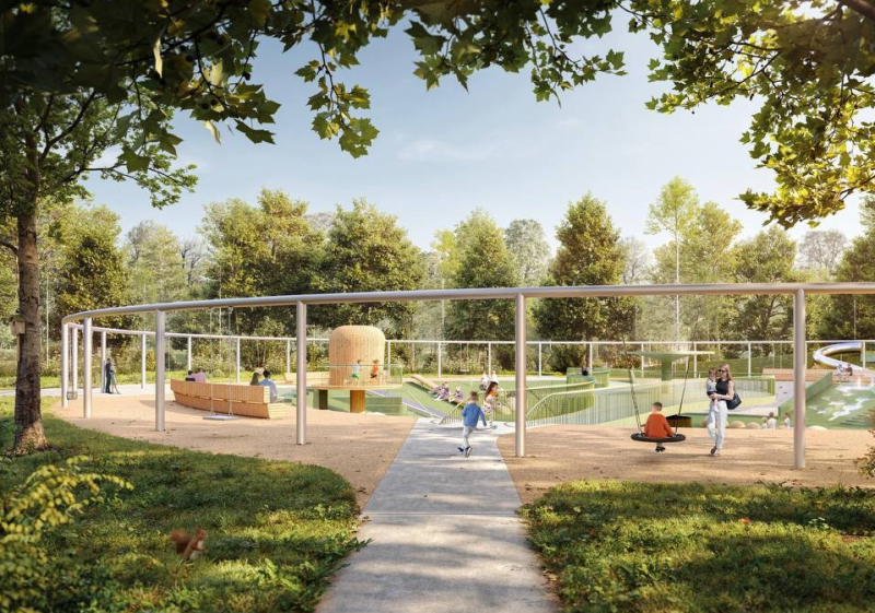 В ЦПКиО Рязани активно строят детскую площадку