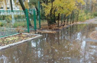 Жители Рязани пожаловались на огромную лужу у школы №45