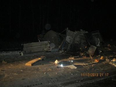В результате аварии двух грузовиков под Рязанью произошёл частичный разлив битума