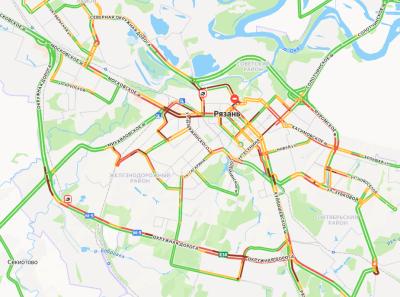 В Рязани образовались 10-бальные пробки