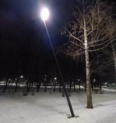 Рязанка заметила опасный столб в парке Советско-польского братства по оружию