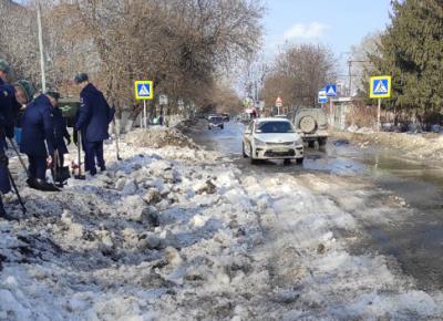 Десантники накидали снега на улицу Военных автомобилистов Рязани
