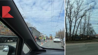 Из-за обрыва проводов на Московском шоссе в Рязани образовалась пробка