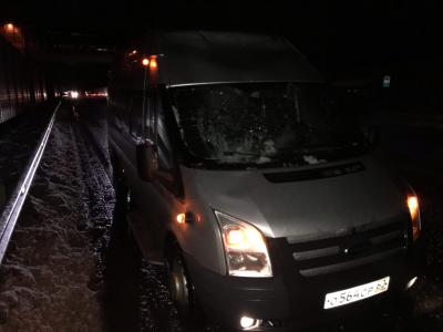 В Рязани упавший с пешеходного перехода снег повредил автомашину