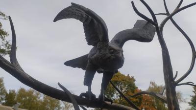 В сквере посёлка Соколовка установили арт-объект «Сокол»