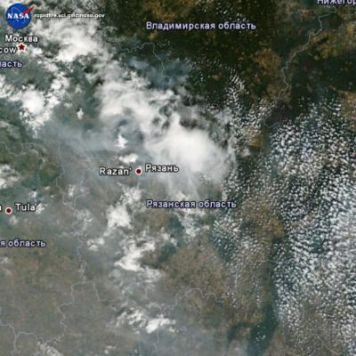 Спутники NASA фиксируют увеличение площади лесных пожаров в Рязанской области