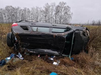 В Старожиловском районе Suzuki Grand Vitara перевернулся в кювет