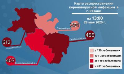 В Московском районе Рязани проживают 612 человек с COVID-19