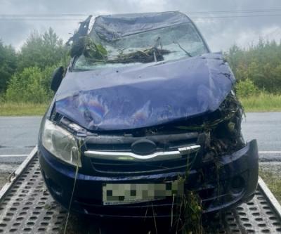 В Клепиковском районе Lada Granta перевернулась в кювет, двух парней доставили в больницу