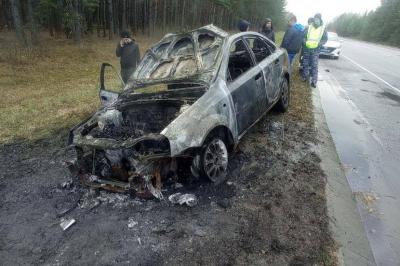 На трассе в Путятинском районе сгорела легковушка