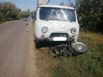 В Милославском районе Рязанской области столкнулись «УАЗ» и мотоцикл