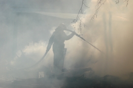 В Рыбновском районе сгорел блок сараев