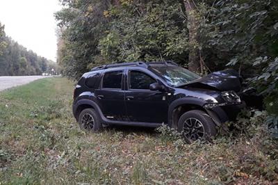 Близ Михайлова Renault Duster слетел в кювет и врезался в дерево