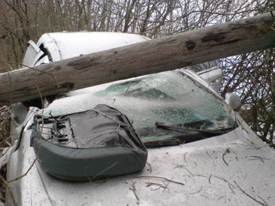 В Клепиковском районе автомобиль врезался в столб