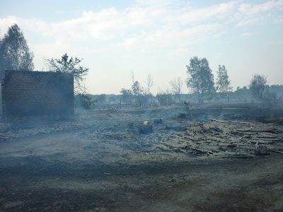 На границе Рязанской области и республики Мордовия сгорела деревня